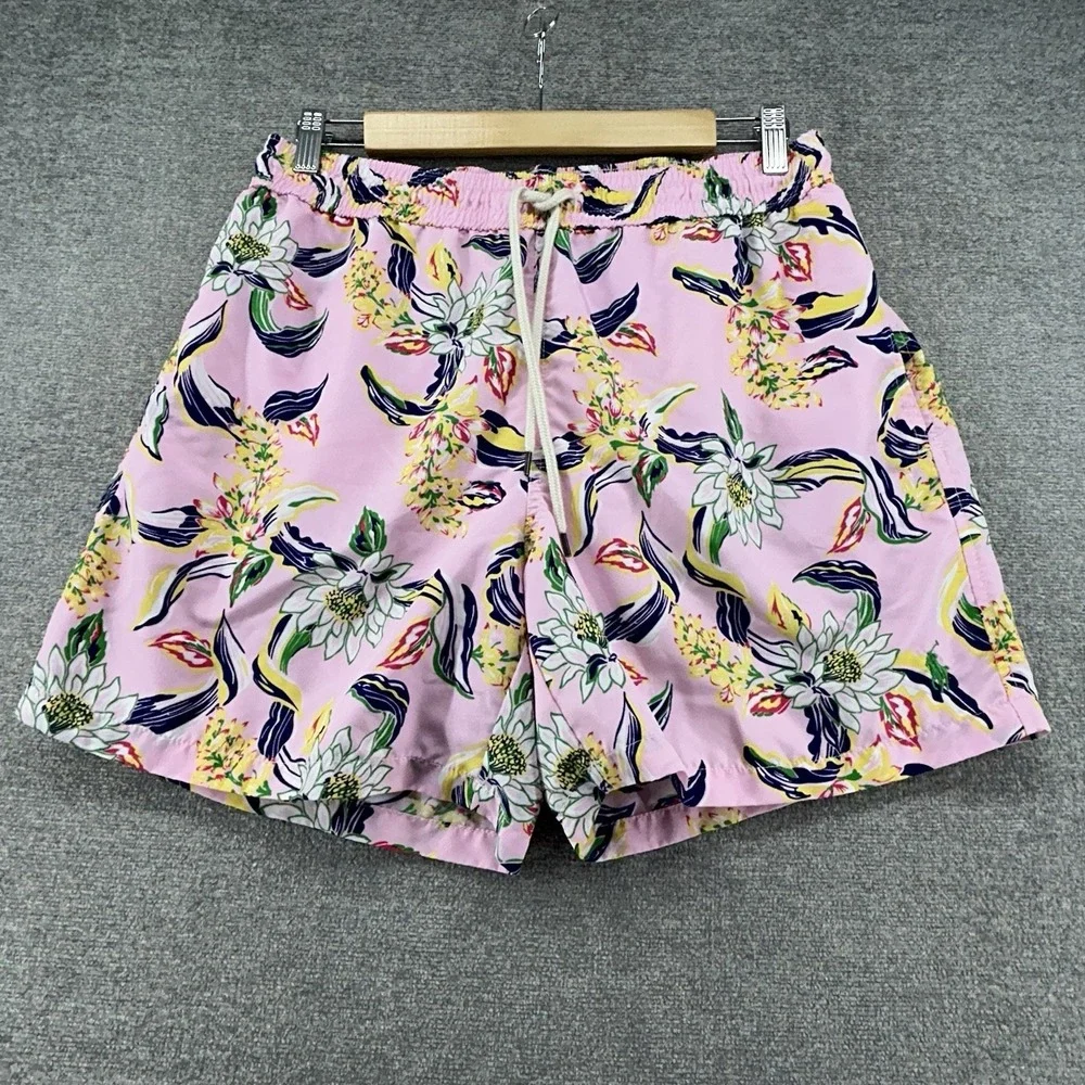 Polo‎ Ralph Lauren Swim Trunks Men Size Large Pink Floral Summer Beach